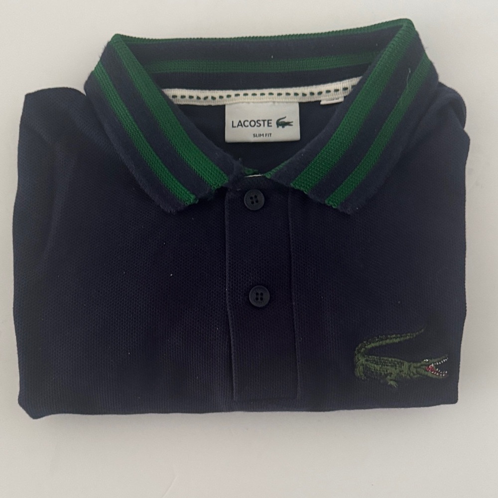 Lacoste Dark Blue Polo with Green Accents
